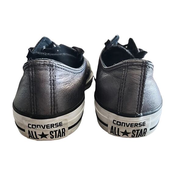 CONVERSE All Star Metallic Gray Leather Chuck Taylor Sneakers 544924C Shoes Sz 8 - Picture 11 of 12
